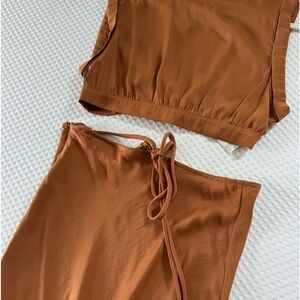 2 piece by free people. Silk long skirt and top.